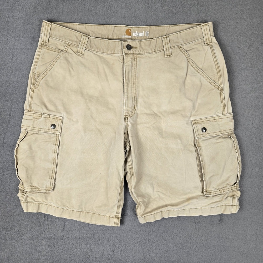 Carhartt Shorts Mens 40 Pockets Cargo‎ Canvas Relaxed Fit Outdoors Beige